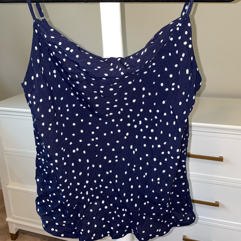Cowl neck polka dot tank top